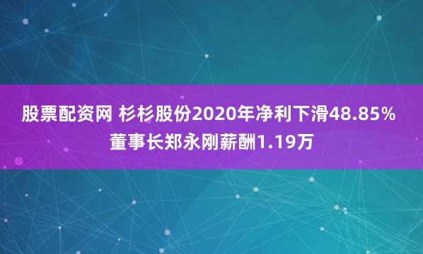 股票配资网 杉杉股份2020年净利下滑48.85% 董事长郑永刚薪酬1.19万