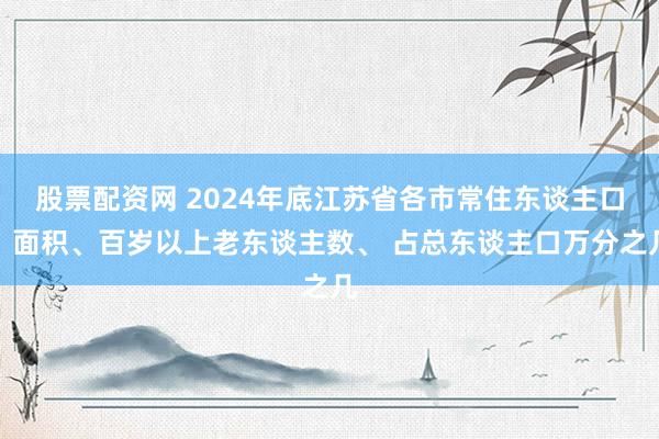股票配资网 2024年底江苏省各市常住东谈主口、面积、百岁以上老东谈主数、 占总东谈主口万分之几