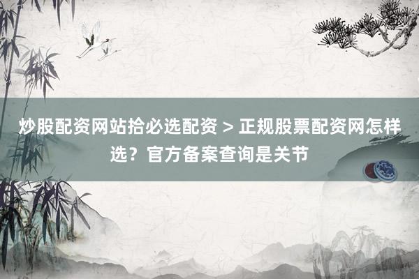 炒股配资网站拾必选配资 > 正规股票配资网怎样选？官方备案查询是关节